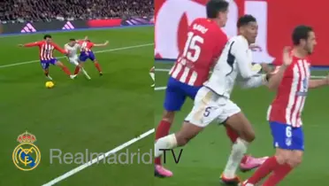 Imagen de los dos penaltis no señalados a favor del Real Madrid en el derbi.