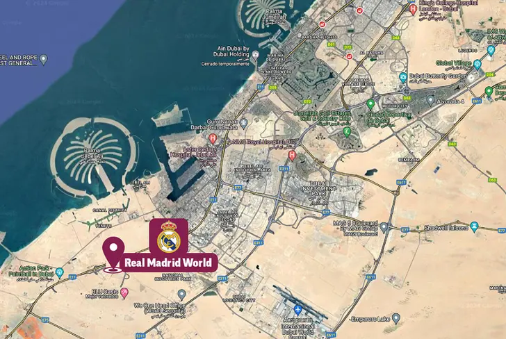 Ubicación de Real Madrid World en Dubai según Marca