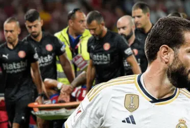 El defensor del Real Madrid se retiró expulsado en el último partido por una patada.