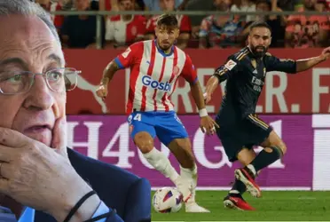 El delantero del Girona se retiró del campo de juego muy dolorido y en camilla.