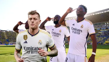 La celebración de Kroos cuando Tchouameni anota el gol.