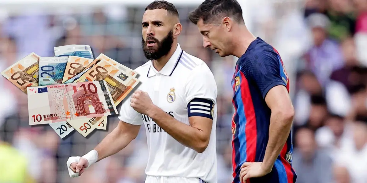 La diferencia de salarios entre Robert Lewandowski y Karim Benzema, delanteros del FC Barcelona y Real Madrid