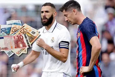 La diferencia de salarios entre Robert Lewandowski y Karim Benzema, delanteros del FC Barcelona y Real Madrid