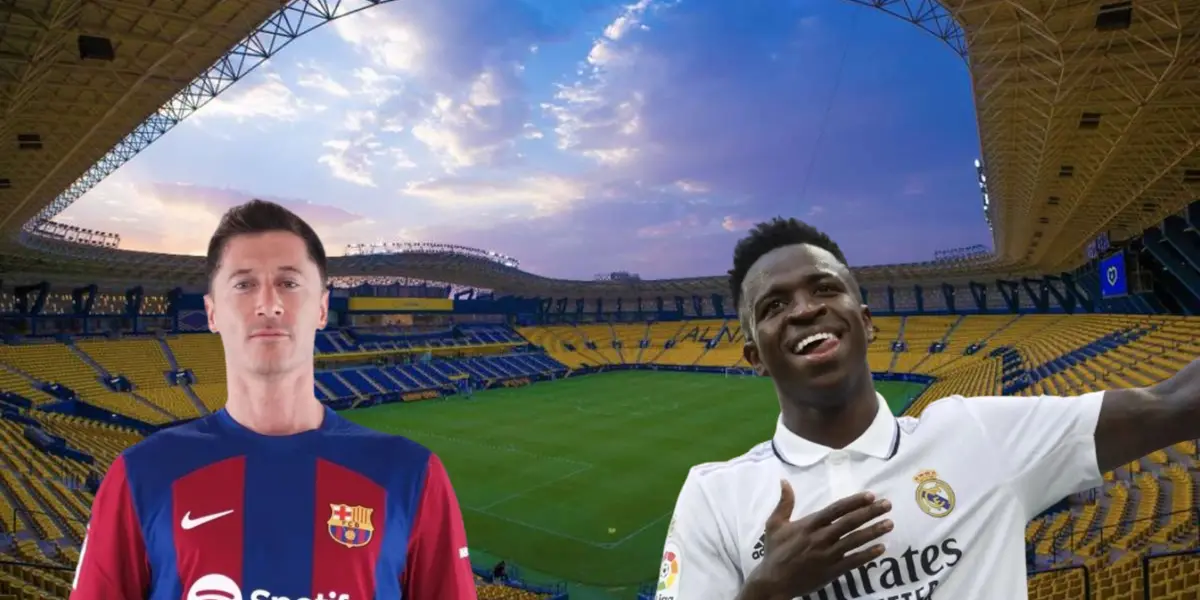 Lewandowski intentó distraer a Vinicius al lanzar el penalti.