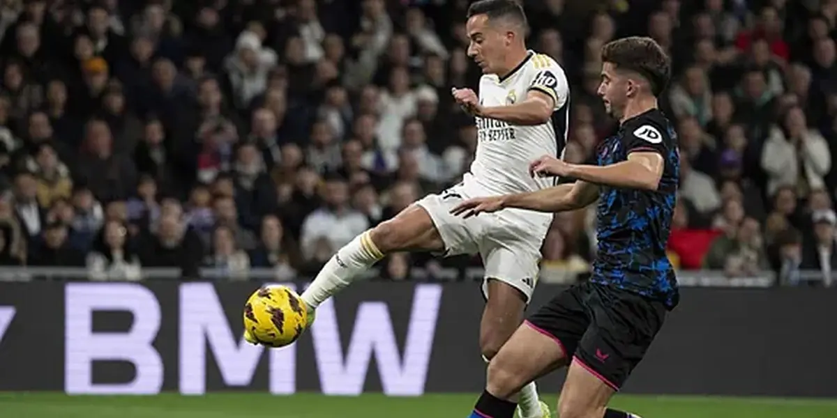 Lucas Vázquez, en el momento en el que marca el gol anulado. Imagen: La Liga
