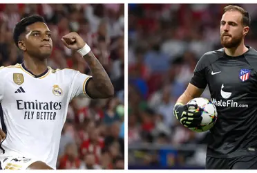 Rodrygo se burló de Oblak a la finalización del encuentro. Imagen: El Español y Goal.com