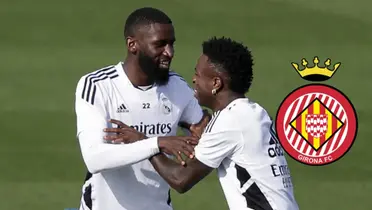 Rudiger y Vini, en un entrenamiento con el Real Madrid.