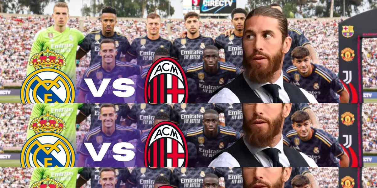 Sergio Ramos se mostró ocupado en otros asuntos mientras su ex equipo Real Madrid se batia con AC Milán