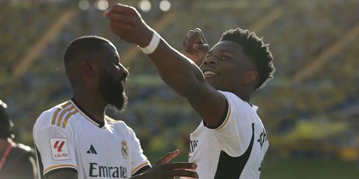 Tchouameni celebró el gol de la victoria con Rudiger. Imagen: Ahram Online.