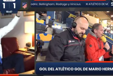 Tomás Roncero celebra el tanto del empate, obra de Antonio Rudiger. Imagen: Cadena Ser.