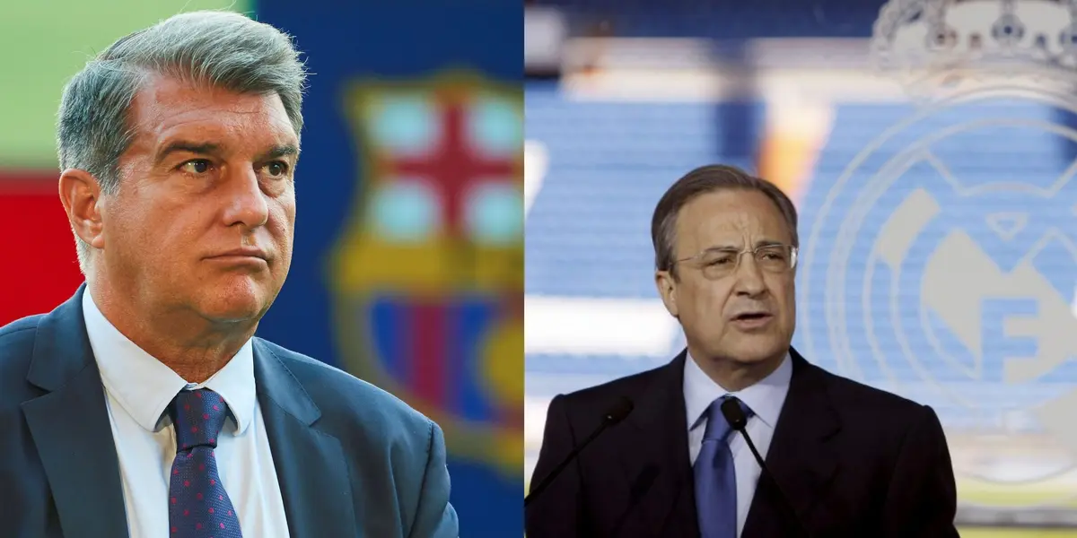 Las dos caras de ser recibido, por un lado, Florentino con la gente a su lado mientras que Laporta solo en pancartas 
